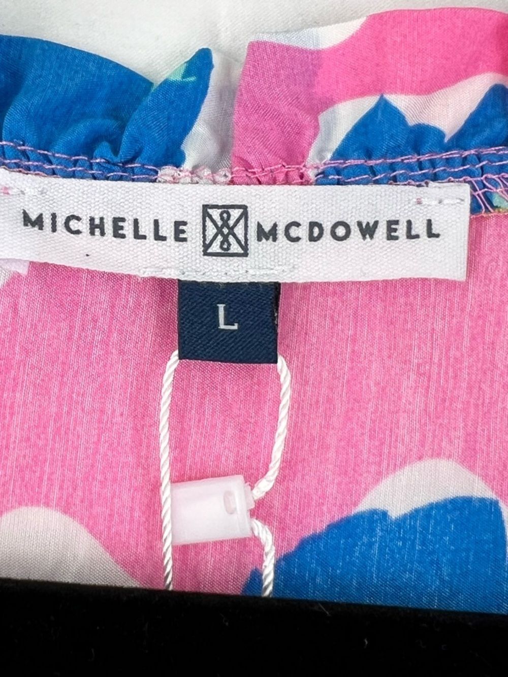 NWT Michelle McDowell Malia Sea FLower Pink Blouse Sz L Colorful Spring Casual - Picture 4 of 13